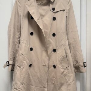 Classic Tan Double-Breasted Trench Coat